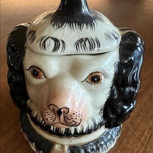 Stafford Black & White Dog Head with Lid